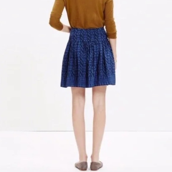 Madewell Skyline Silk Mini Skirt Geometric Blue Black Print Size 10 NEW - Picture 2 of 8